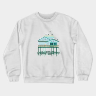 House on the Pier Pixel Art Crewneck Sweatshirt